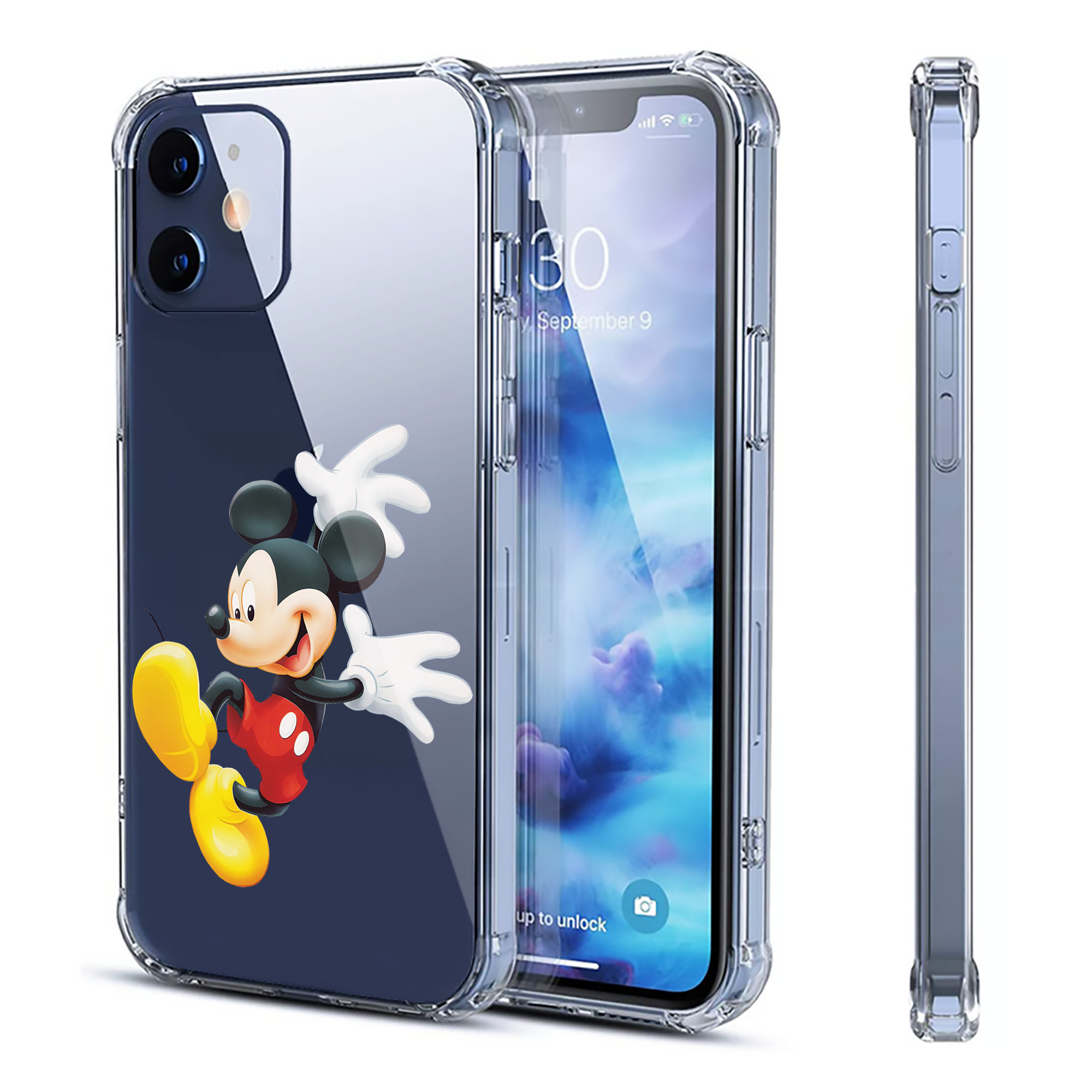 （画像用） ミッキーマウス Mickey Mouse 【iPhone 12シリーズ対応】透明スマホケース（クリアソフトケース）